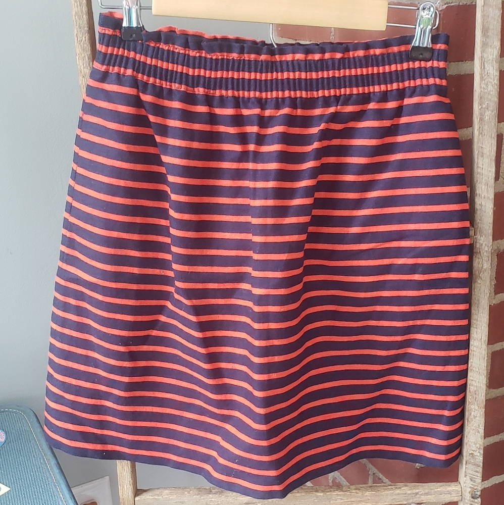 J.Crew Navy Blue Orange Striped Short Skirt Size 2